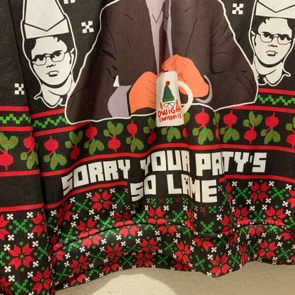 Ugly Christmas Sweater The Office Happy Birthday Jesus Sorry Your Party's So Lam - Picture 3 of 7